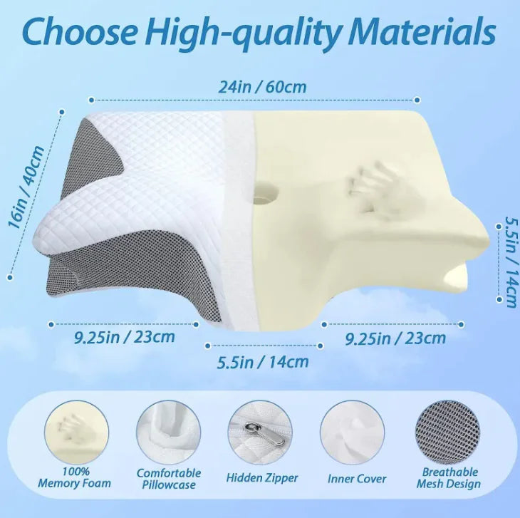 Ergonomic Memory Foam Cervical Pillow for Spine and Neck Support