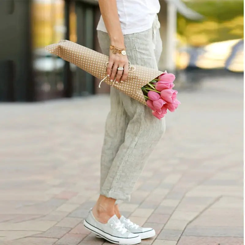 Lightweight Drawstring Elastic Waist Pants - Summer Comfort