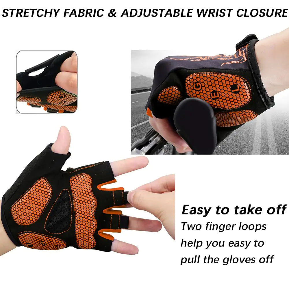 MOREOK Unisex Half Finger Gym Gloves - Gel Padded, Orange XXL