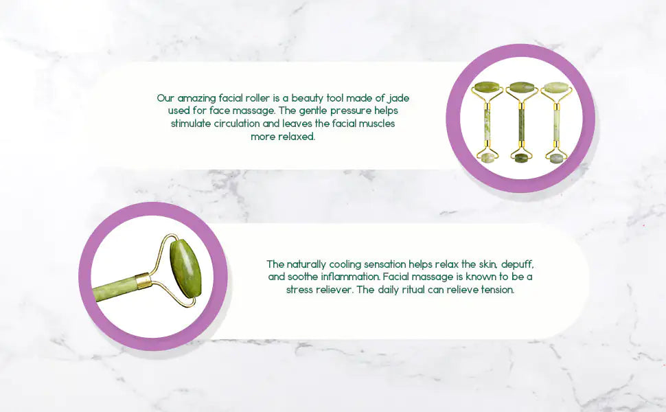 BeNat Jade Facial Roller - Skincare Massage for Radiant Skin