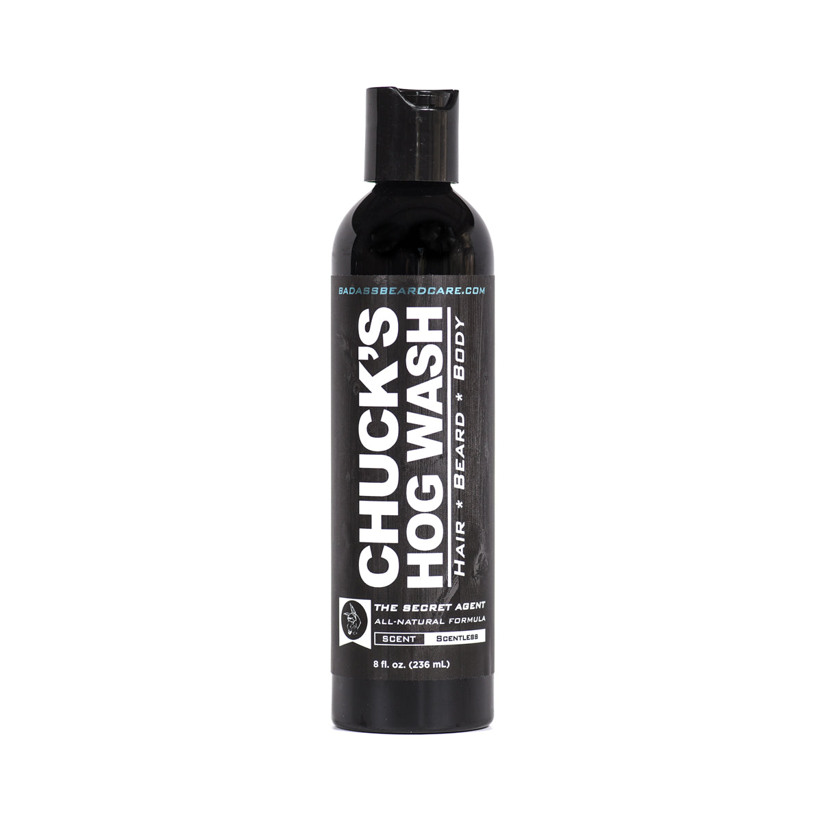 Badass Beard Care Chuck's Hog Wash - The Secret Agent | 3-in-1 Beard, Hair & Body Wash