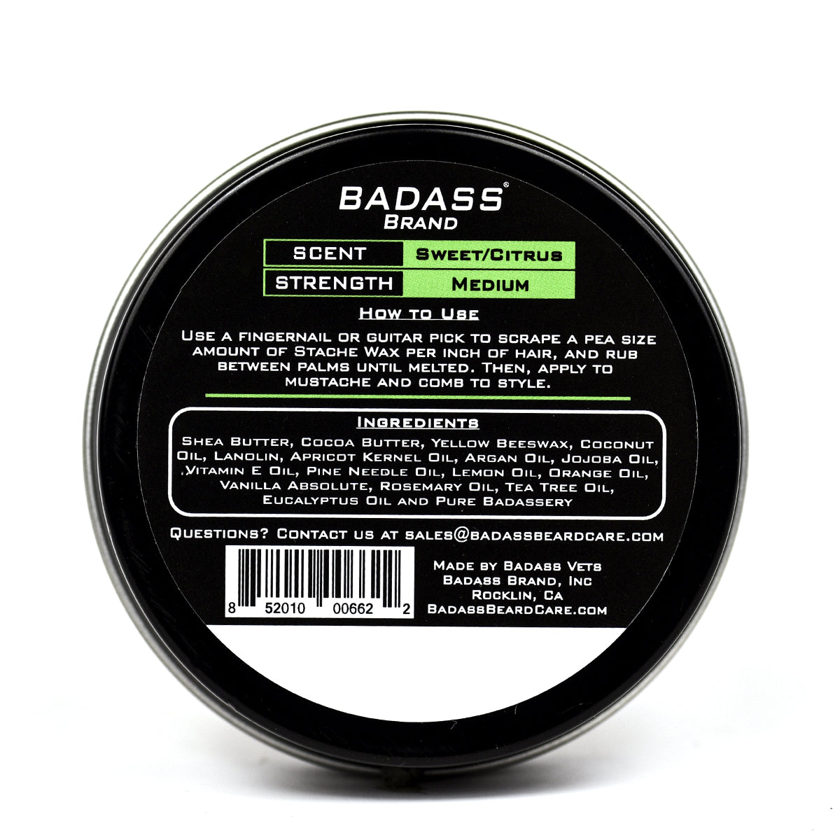 Badass Beard Care Badass Mustache Wax - Extra-Strong Hold for Men