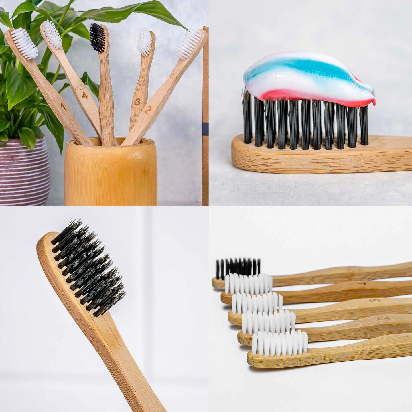 Eco-Friendly Bamboo Toothbrush Set - Sustainable Oral Care (5-Pack)