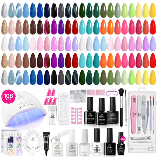 Beetles Gel Nail Polish Kit with UV Light - 55 Colors for Beginners