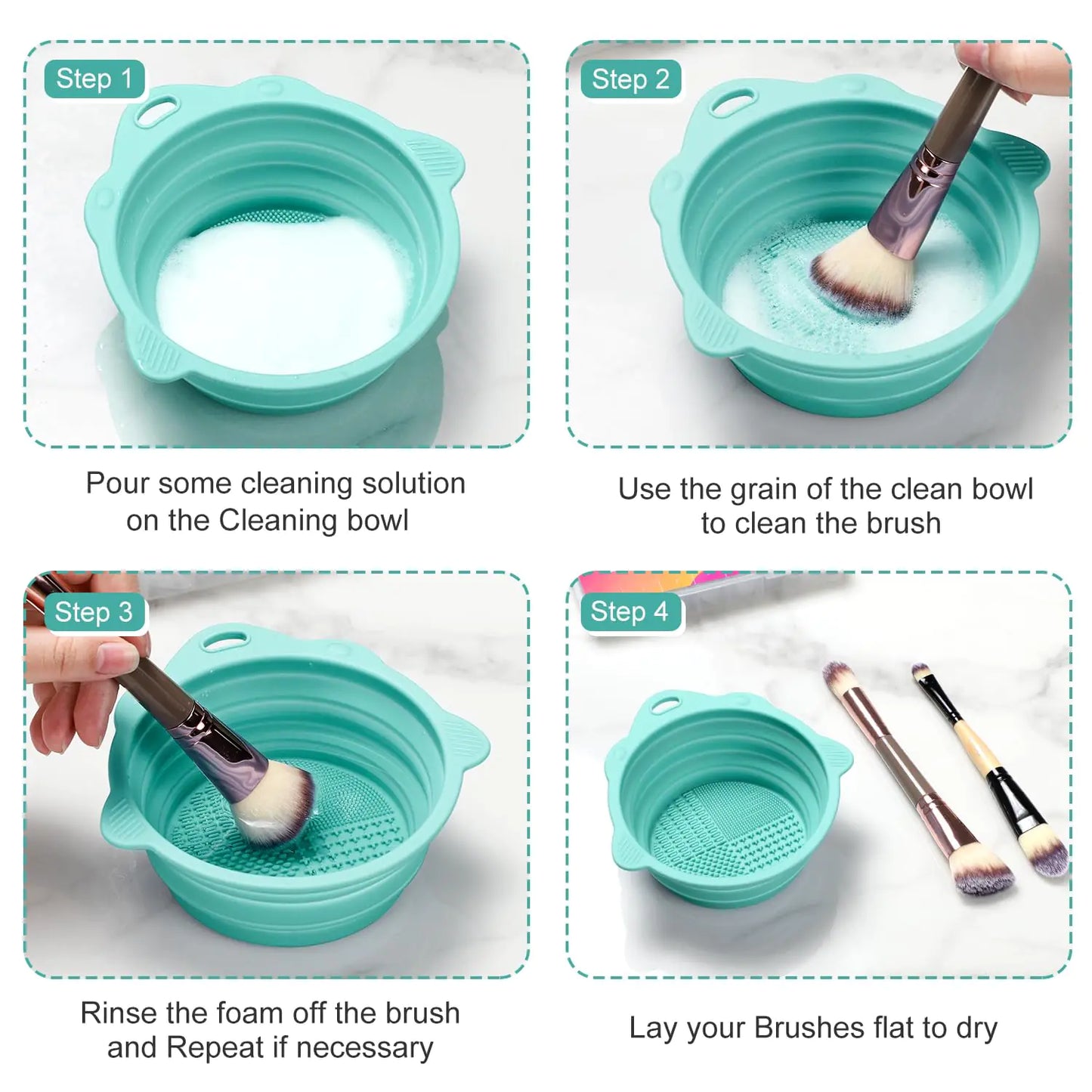 Foldable Silicone Makeup Brush Cleaner Bowl | Portable & Eco-Friendly