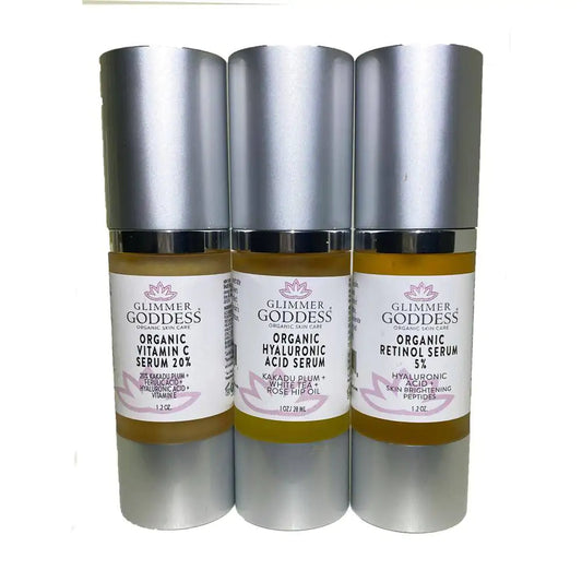 Organic Skincare Serum Trio - Best Vitamin C Serum for Radiant Skin