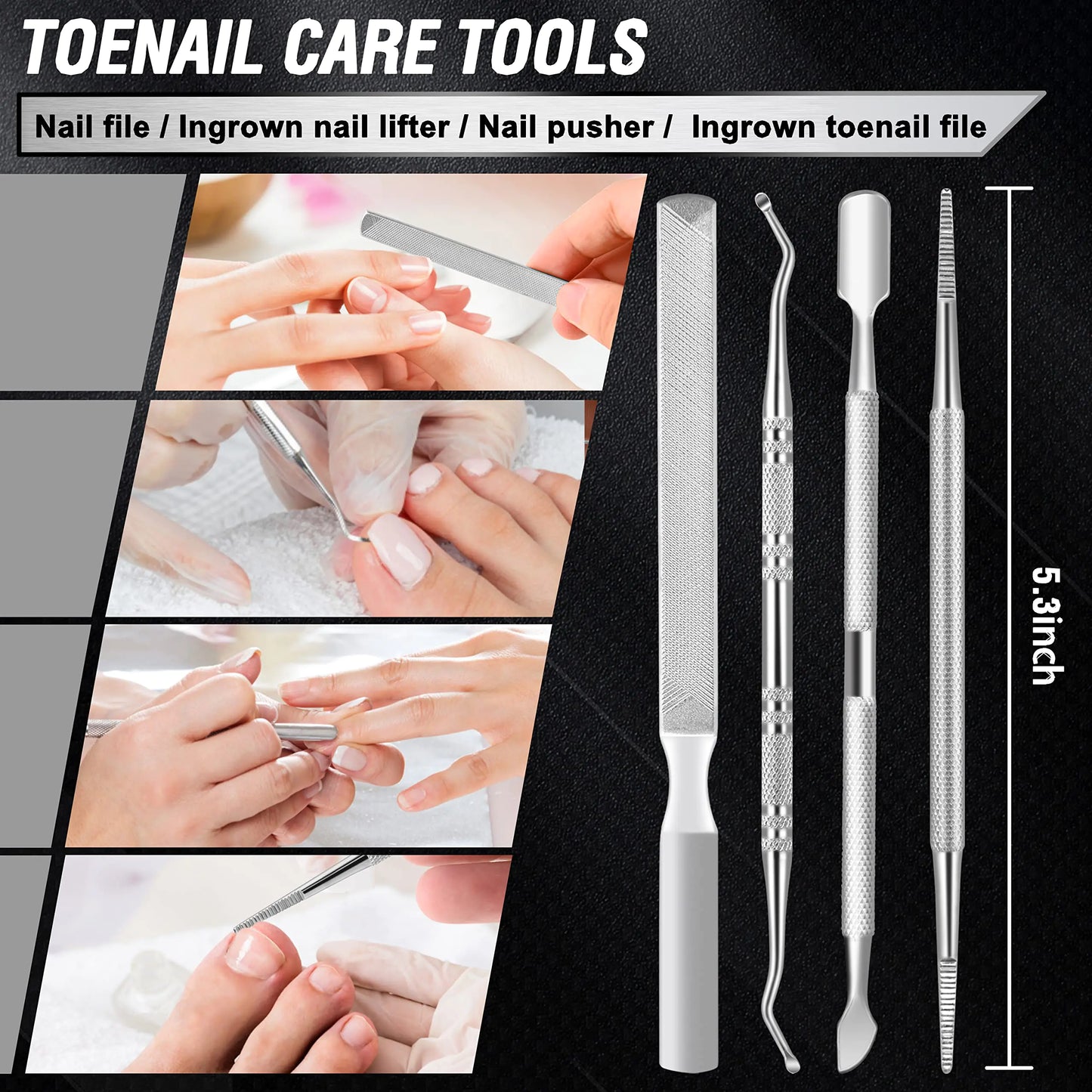 Aucurwen Heavy Duty Toenail Clippers for Thick Nails - 7Pcs Set