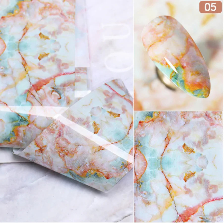 Marble Nail Art Stickers - Elegant & Durable PVC Foils