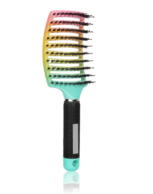 Curved Bristle Hairdressing Comb in Vibrant Colors