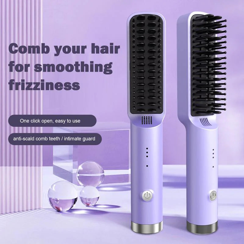 Cordless Hair Straightener Brush with Fast Ionic Heat