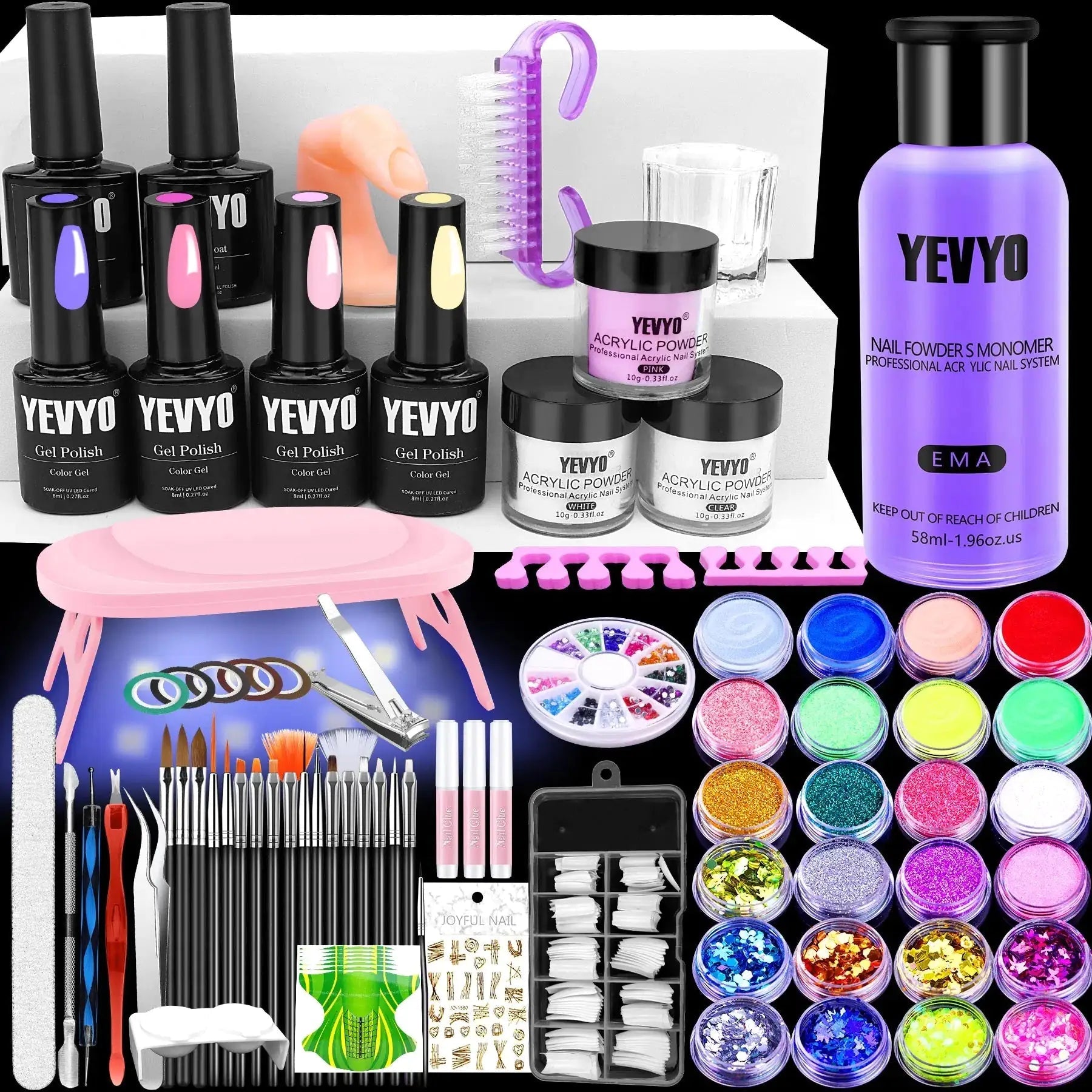 Acrylic Nail Kit with UV Light – All - in - One Glam for Creative Nail Artists - GNS Beauty & Personal Care
