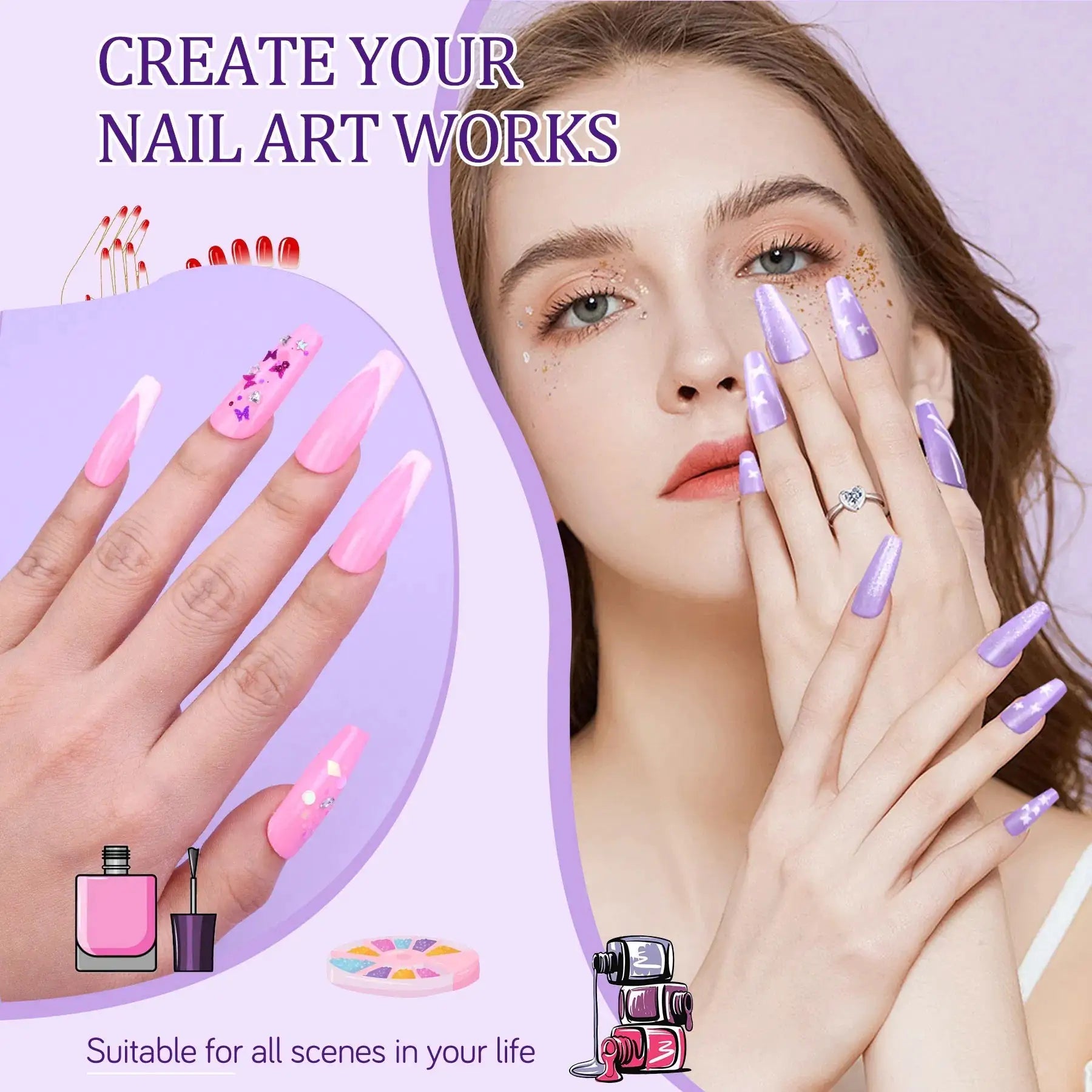 Acrylic Nail Kit with UV Light – All - in - One Glam for Creative Nail Artists - GNS Beauty & Personal Care