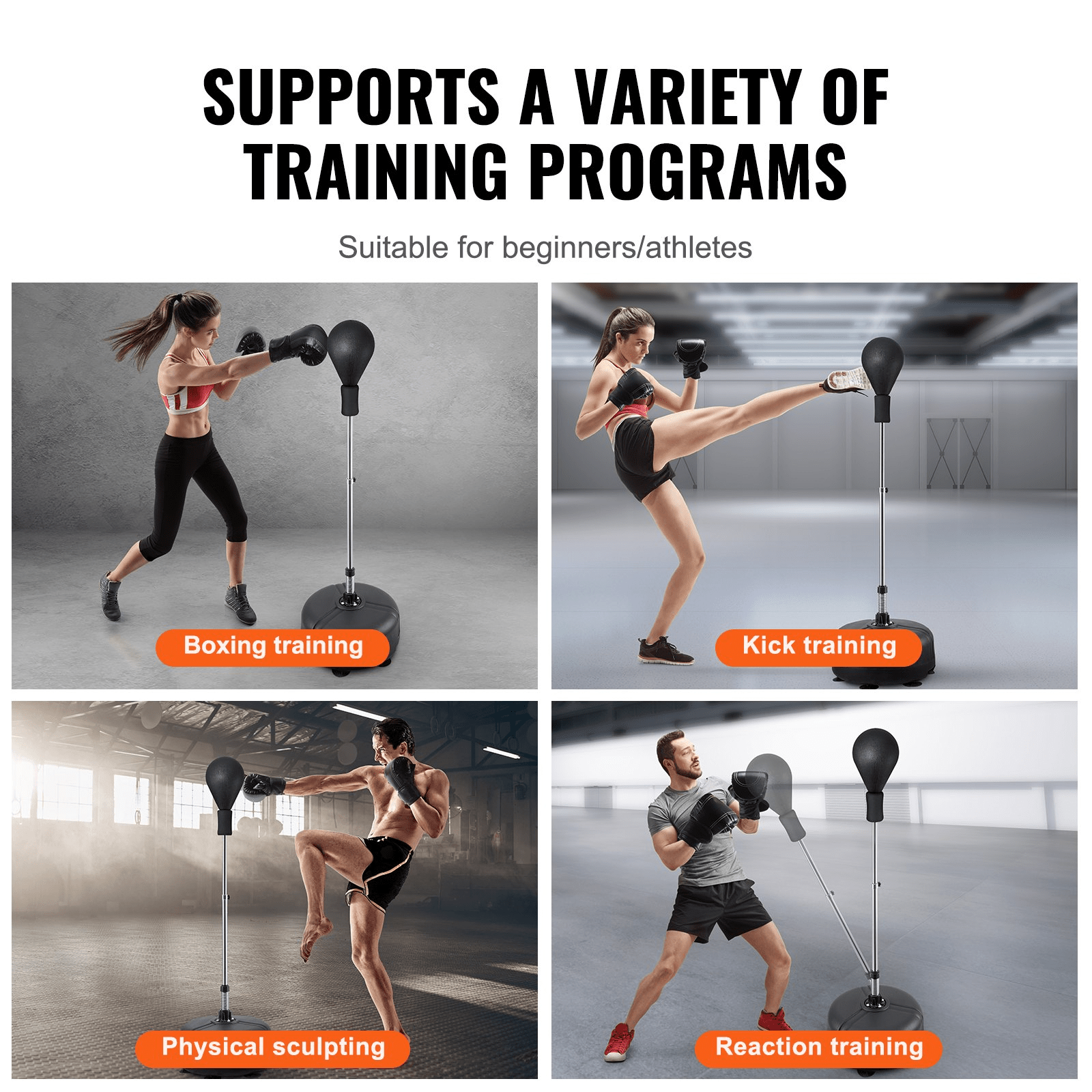 Adjustable Reflex Punching Bag with Gloves & Stand - VEVOR - GNS Beauty & Personal Care