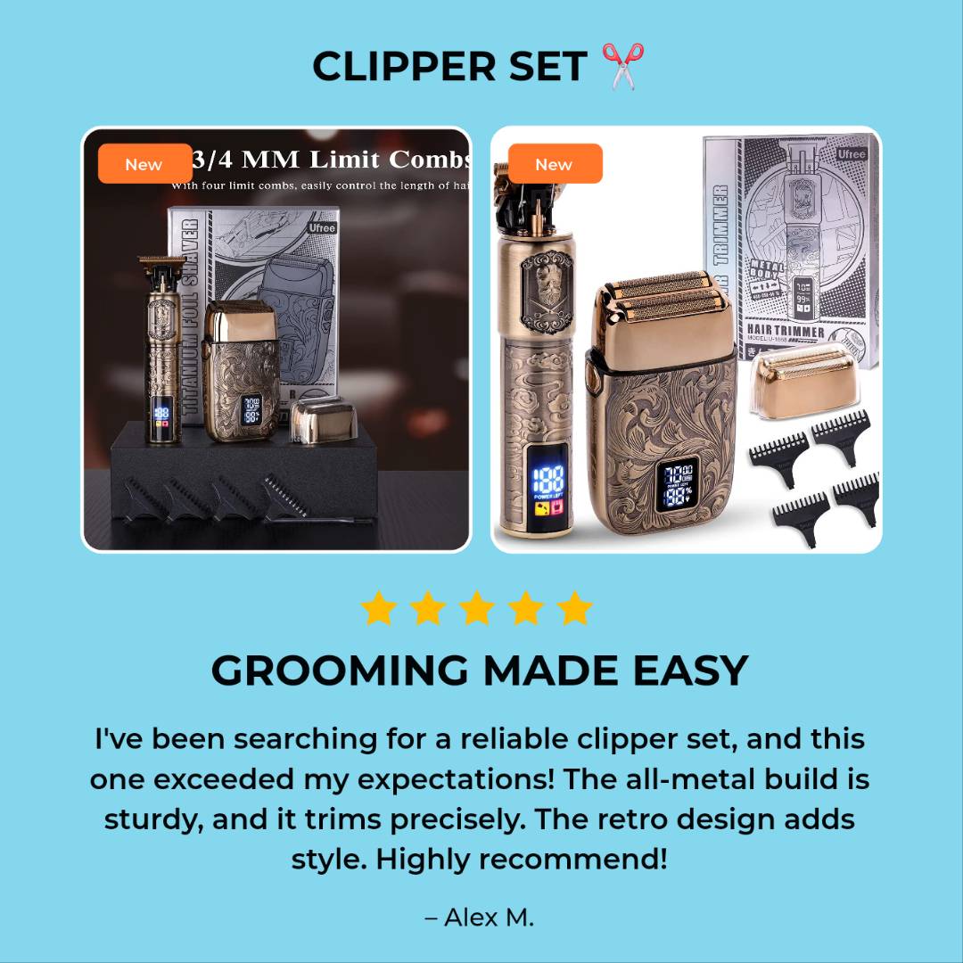 All - Metal Electric Hair Clipper Set – Precision, Performance & Style - GNS Beauty & Personal Care