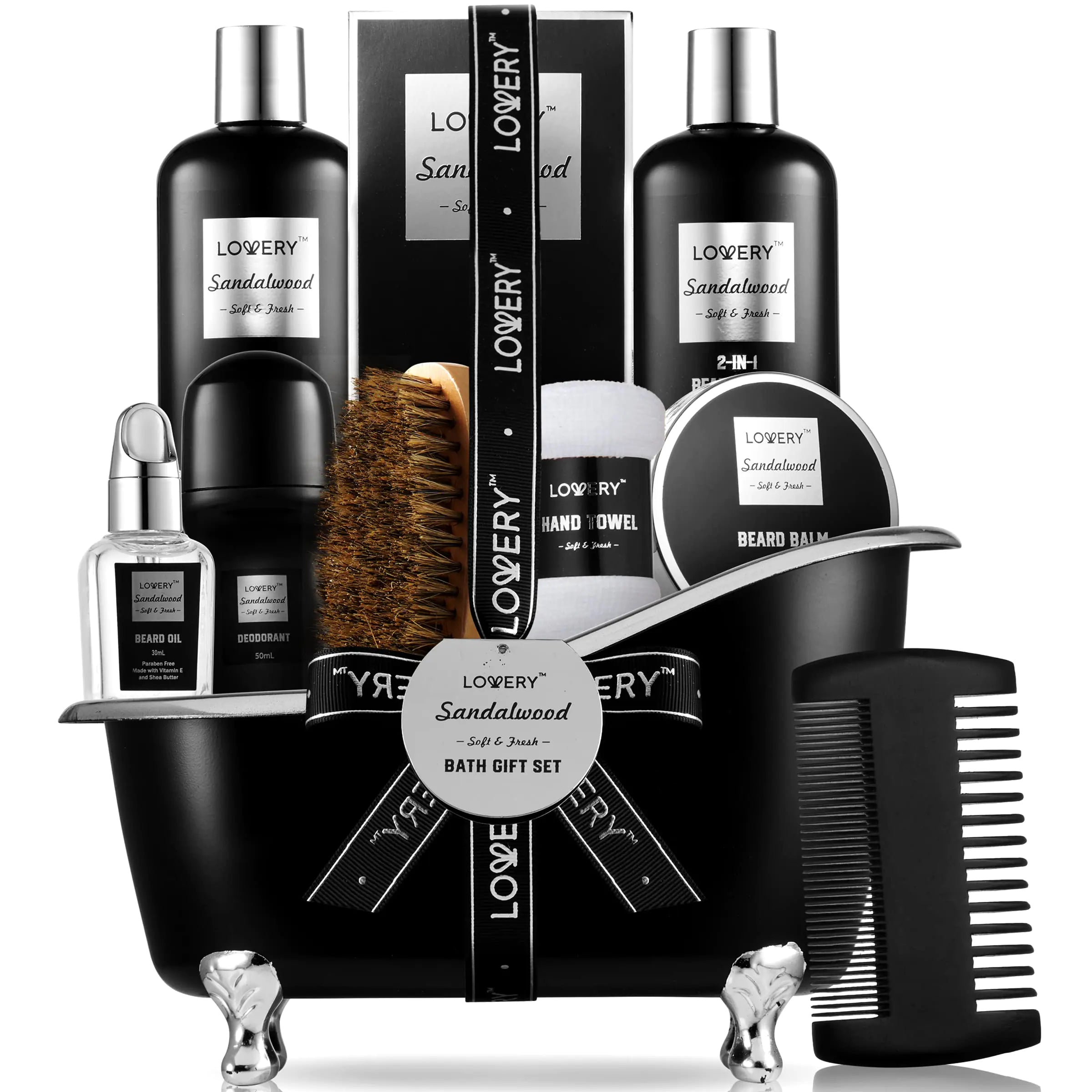Valentine's Beard & Body Care Gift Set - 11-Piece Spa Kit for Men