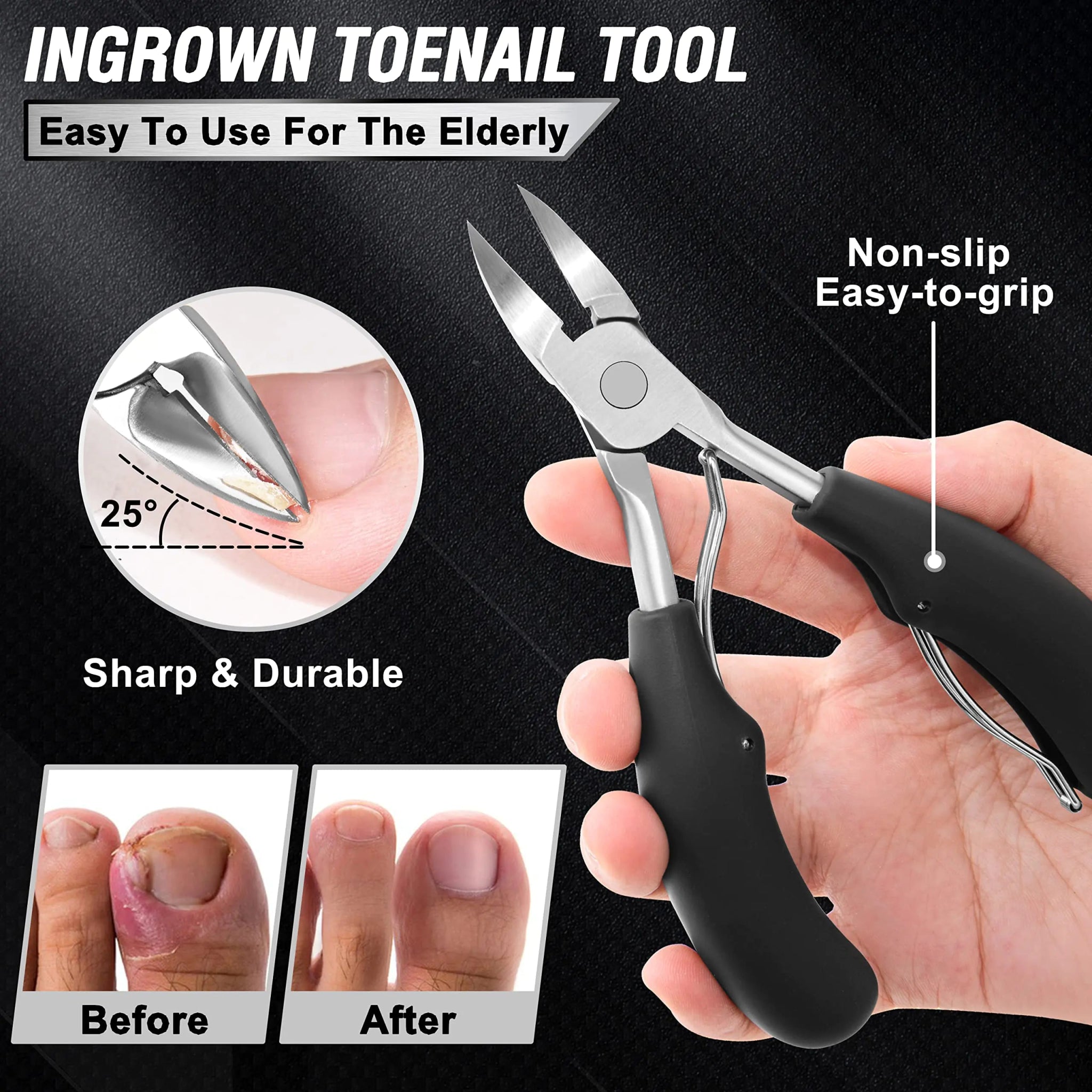 Aucurwen Heavy Duty Toenail Clippers for Thick Nails - 7Pcs Set - GNS Beauty & Personal Care
