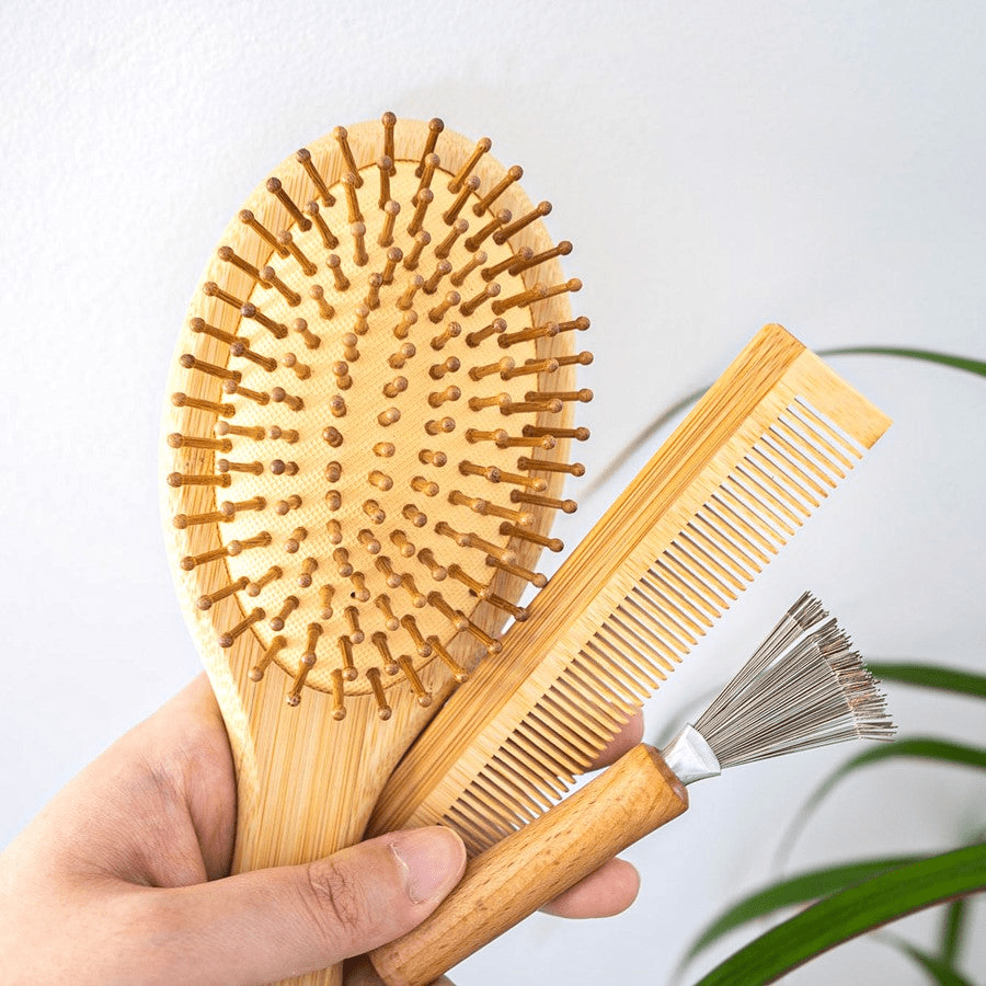 Bamboo Hair Brush Set | Travel & Paddle Combo - GNS Beauty & Personal Care