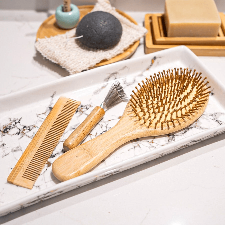 Bamboo Hair Brush Set | Travel & Paddle Combo - GNS Beauty & Personal Care