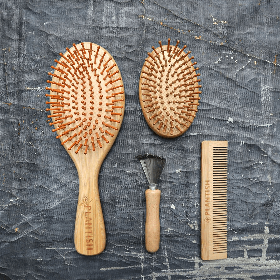 Bamboo Hair Brush Set | Travel & Paddle Combo - GNS Beauty & Personal Care