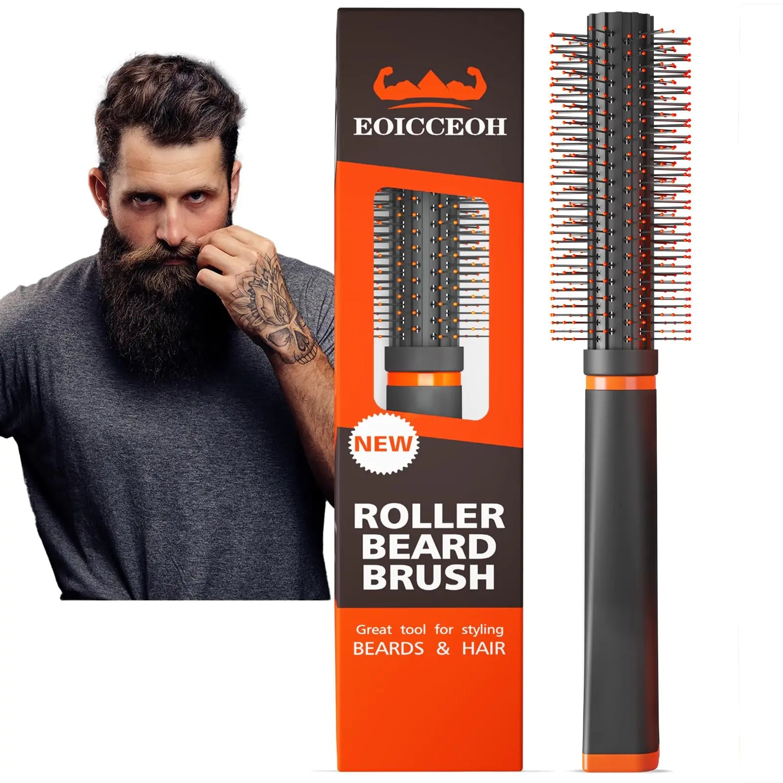BeardMaster Round Bristle Brush – Volume, Style & Effortless Grooming - GNS Beauty & Personal Care