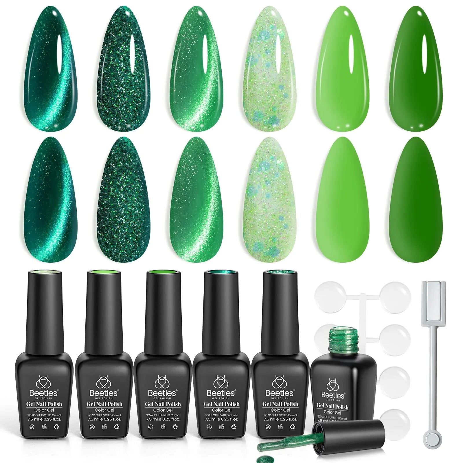 Beetles Green Gel Nail Polish Set - Enchanted Forest DIY Gel Manicure - GNS Beauty & Personal Care