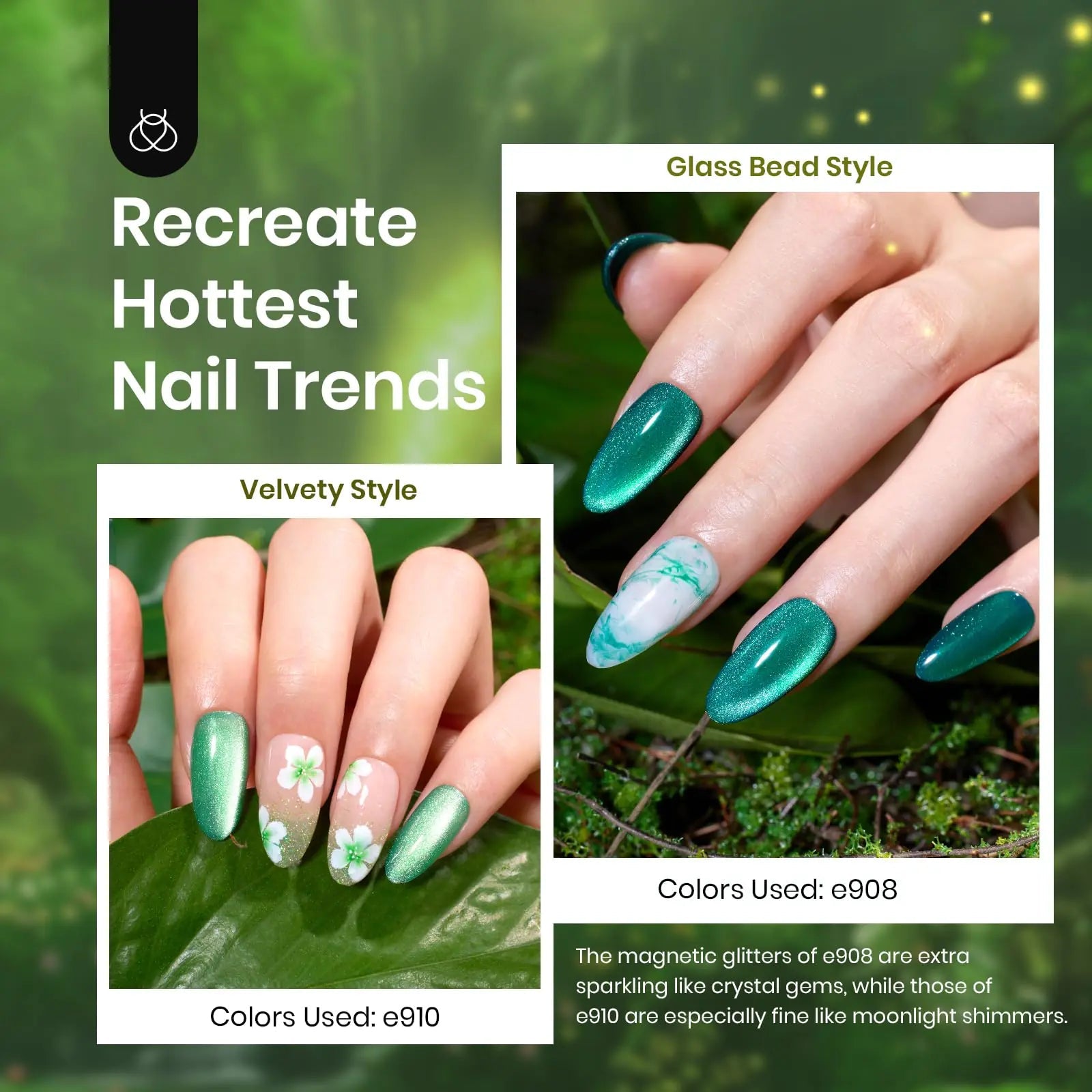 Beetles Green Gel Nail Polish Set - Enchanted Forest DIY Gel Manicure - GNS Beauty & Personal Care