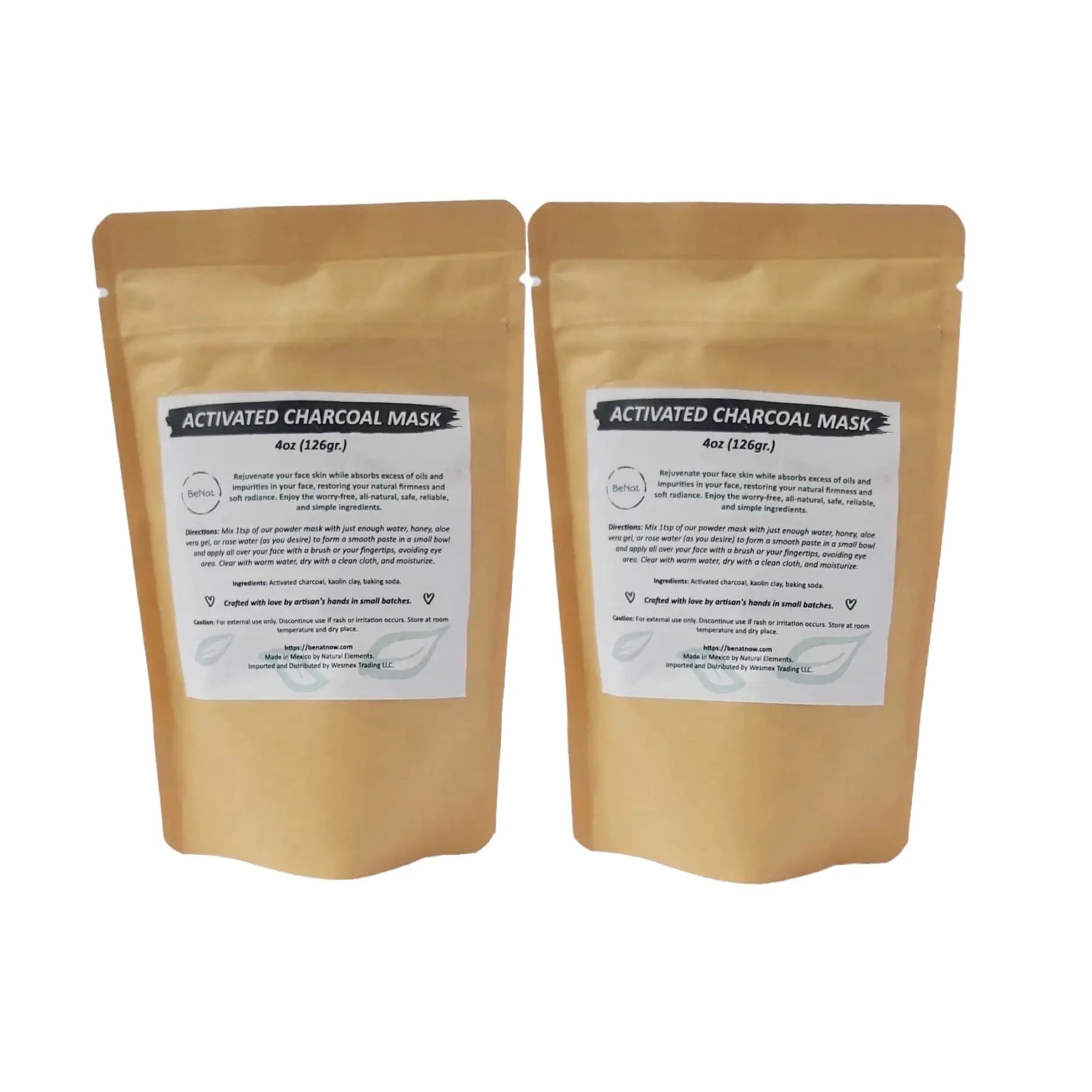 BeNat 2 - Pack Activated Charcoal Facial Mask - Deep - Pore Detox & Cleansing - GNS Beauty & Personal Care