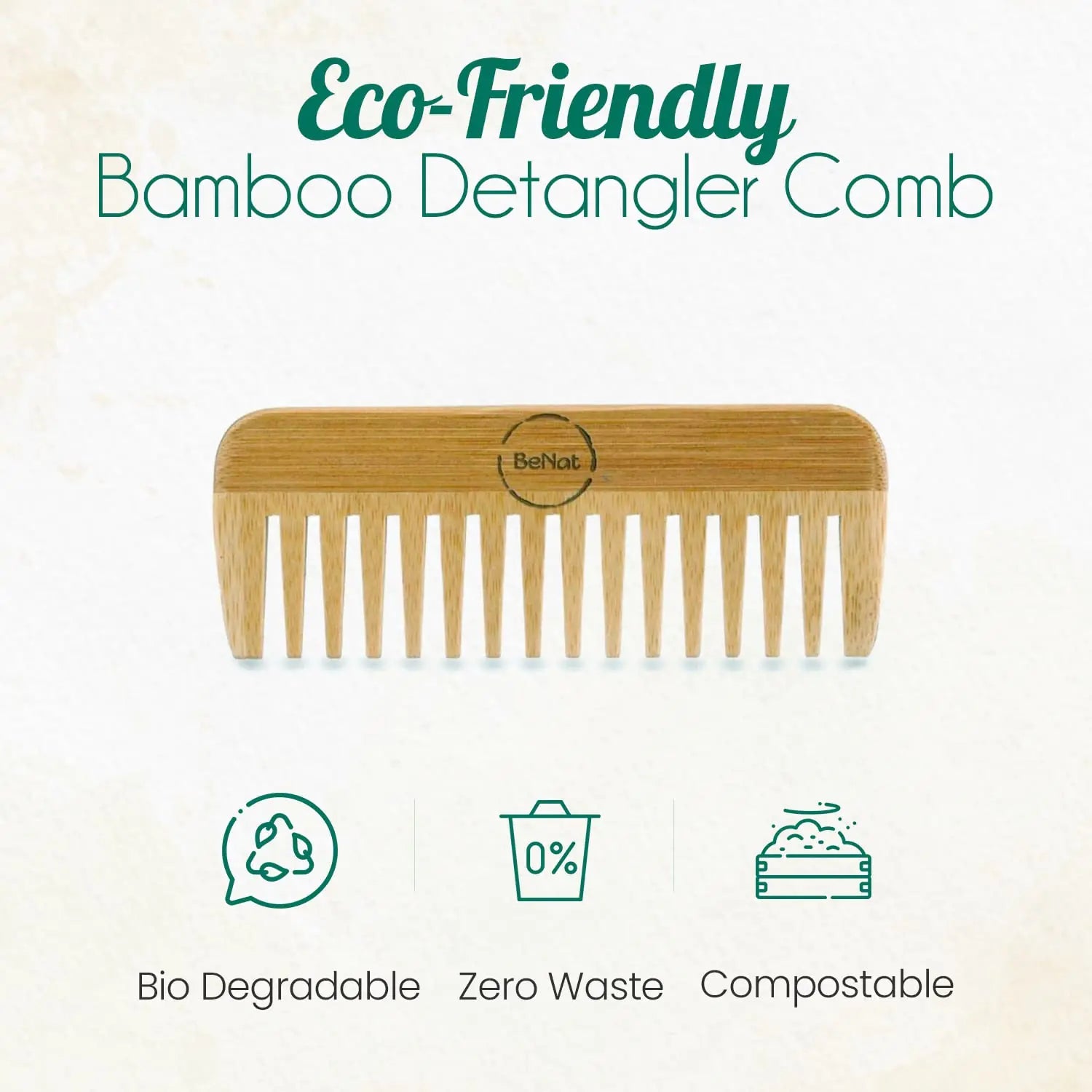 BeNat All - Natural Bamboo Hair Comb - Eco - Friendly & Anti - Static - GNS Beauty & Personal Care