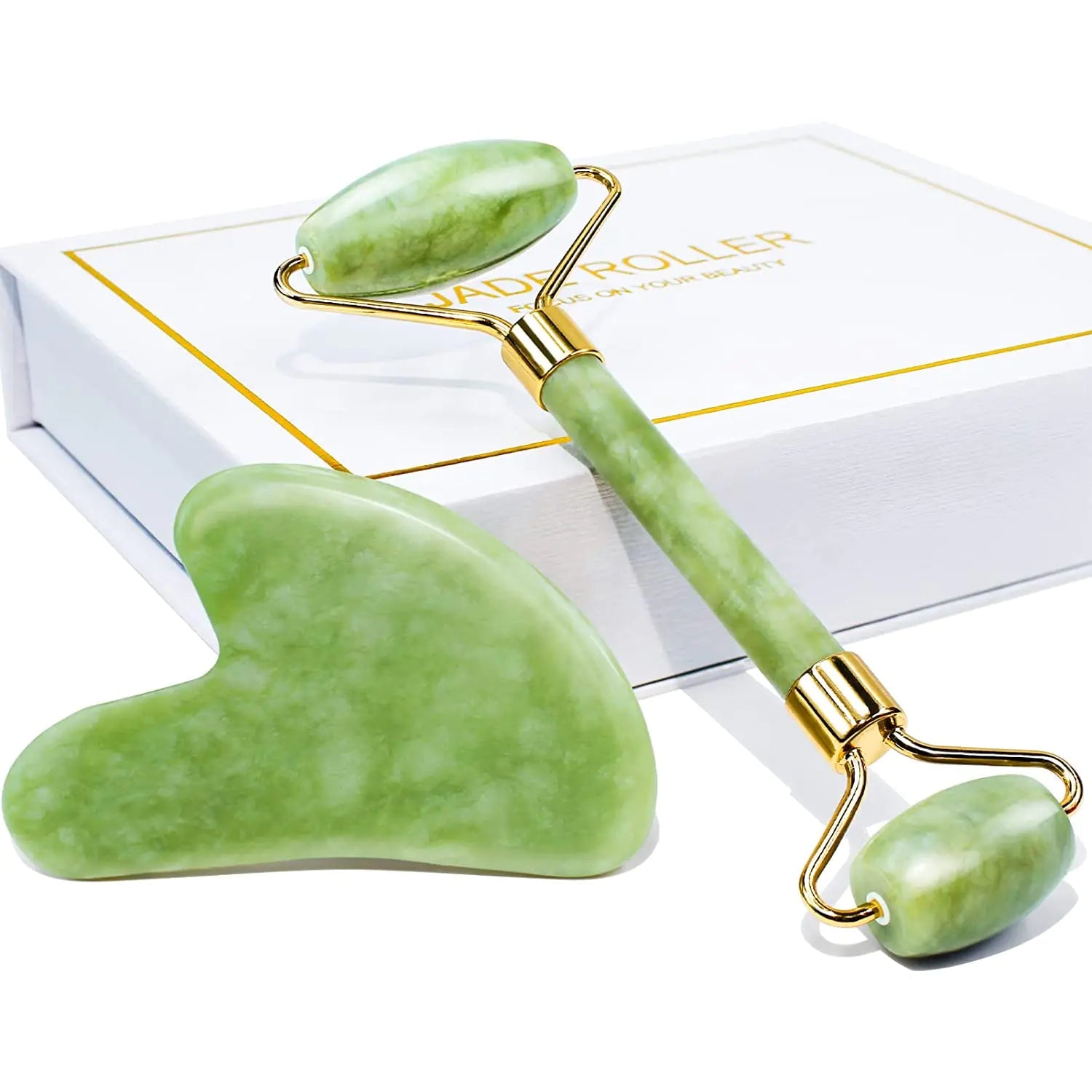 BeNat Jade Roller & Gua Sha Gift Box - Facial Massage for Radiant Skin - GNS Beauty & Personal Care
