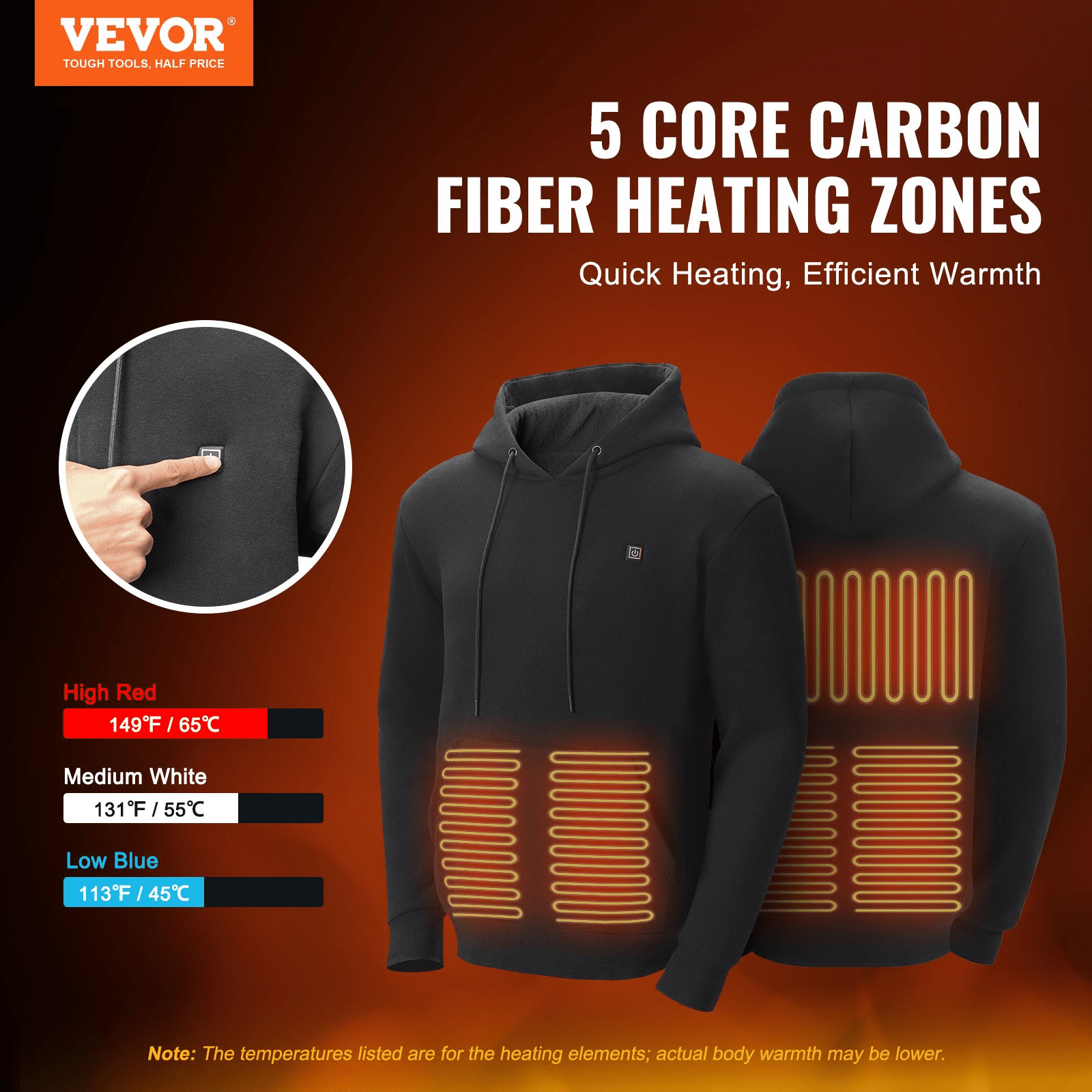 Best Heated Hoodie 2025 - VEVOR Cold Weather Unisex, Black, 10 - Hour Battery (XL) - GNS Beauty & Personal Care