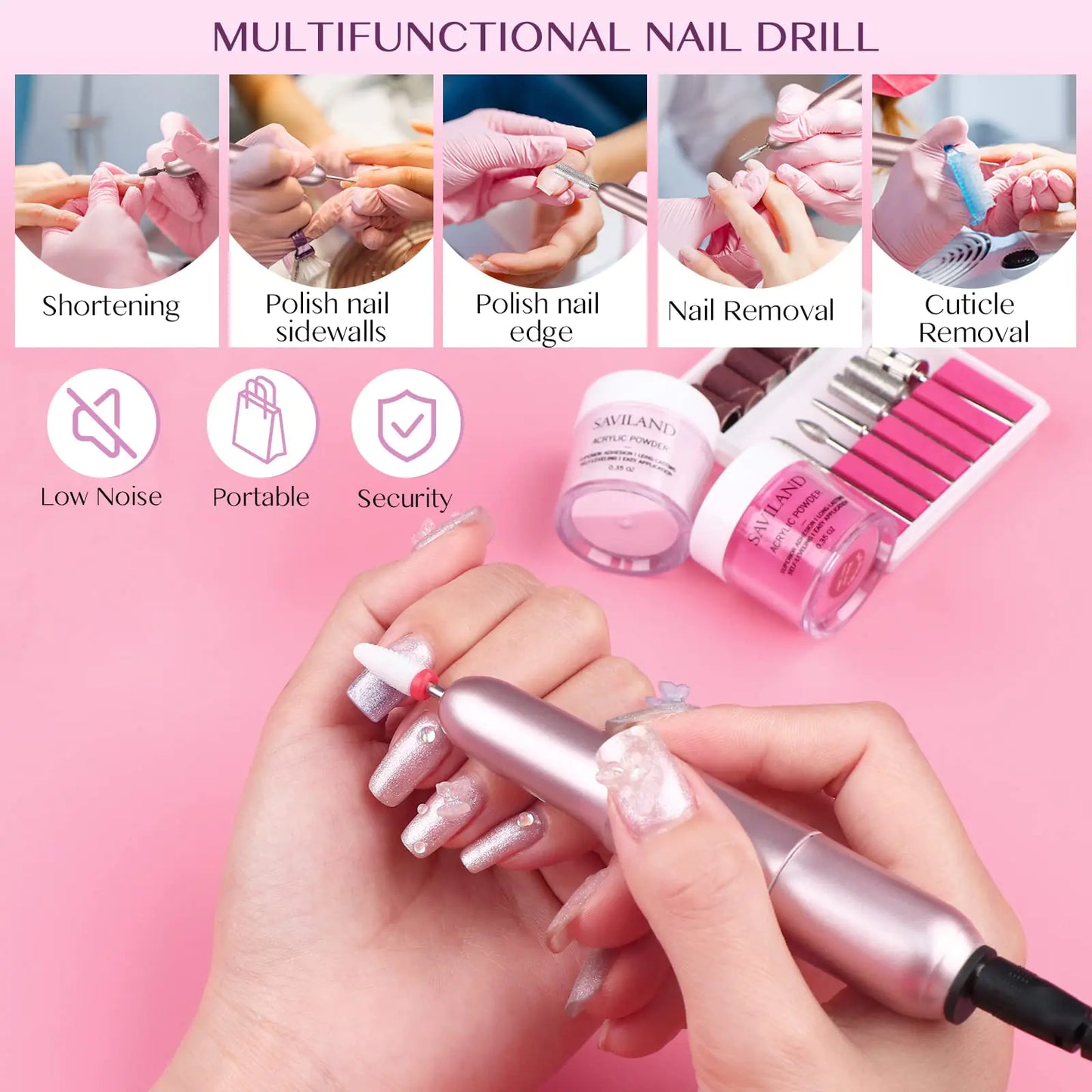 Complete SAVILAND Acrylic Nail Kit with Drill for Beginners