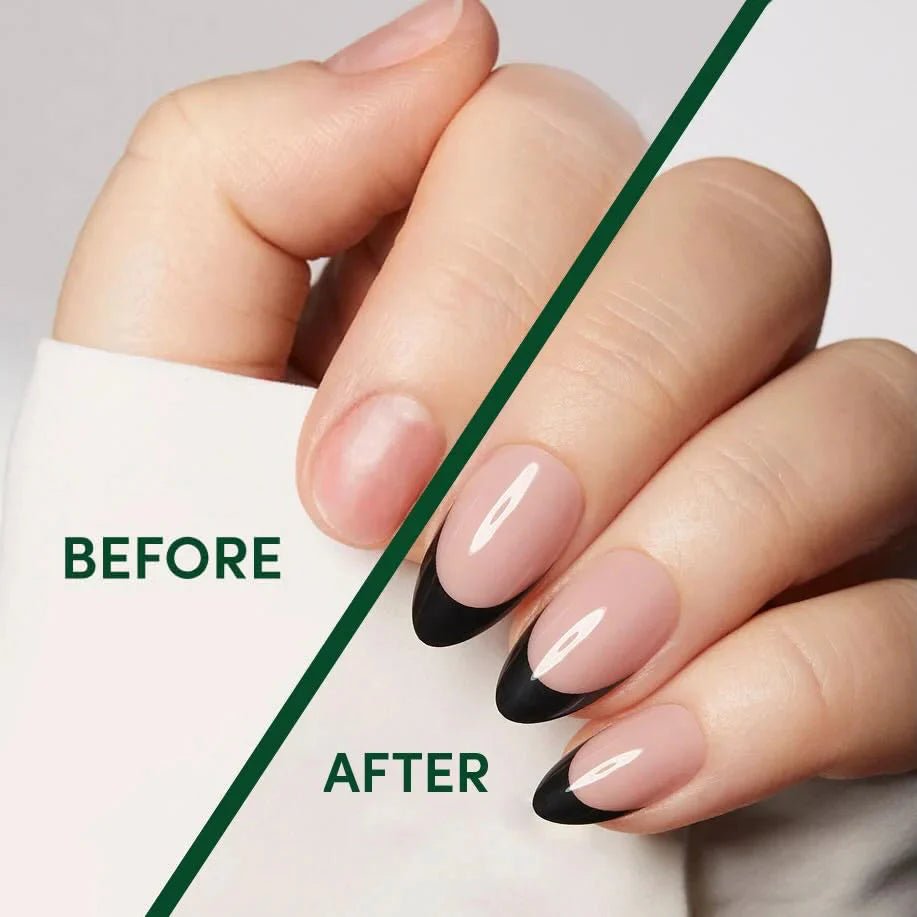 Black French Almond Nails – Soft Gel Press - On Kit for a Chic, Timeless Look - GNS Beauty & Personal Care