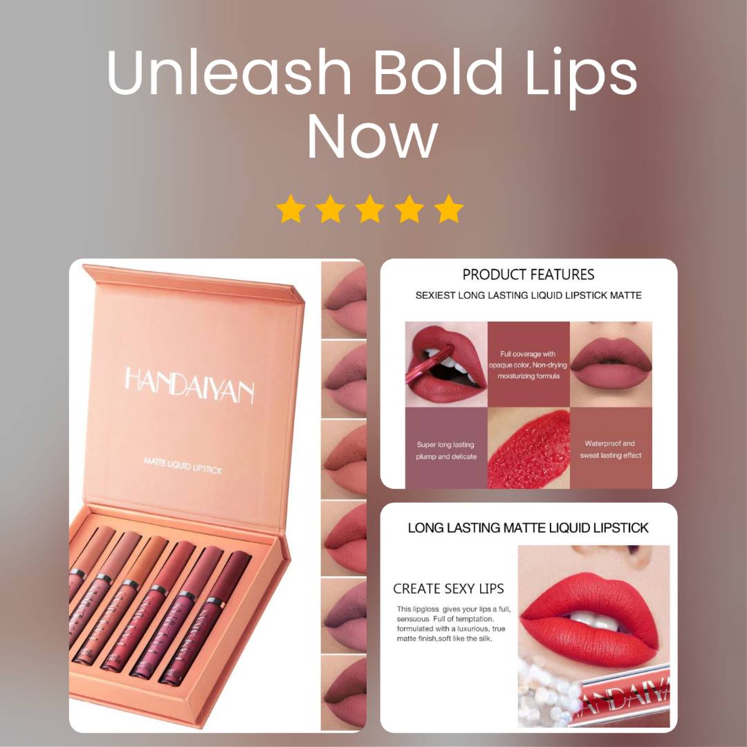 Matte Liquid Lipstick Set of 6 – Bold Color, All-Day Confidence