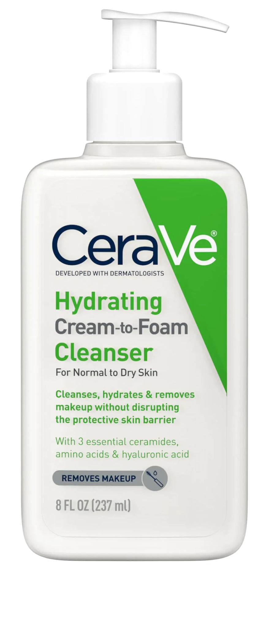 CeraVe Hydrating Cream - to - Foam Cleanser - Makeup Remover & 24H Hydration (8 oz) - GNS Beauty & Personal Care
