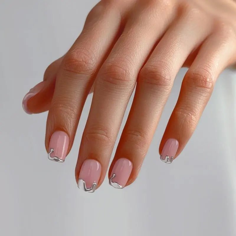 Chrome Edge Square Nails – Soft Gel Press - On Kit for a Futuristic, Polished Look - GNS Beauty & Personal Care