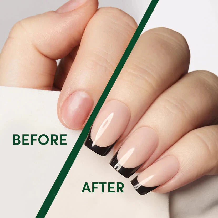 Classic Black French Square Nails – Soft Gel Press - On Kit for a Chic, Timeless Look - GNS Beauty & Personal Care