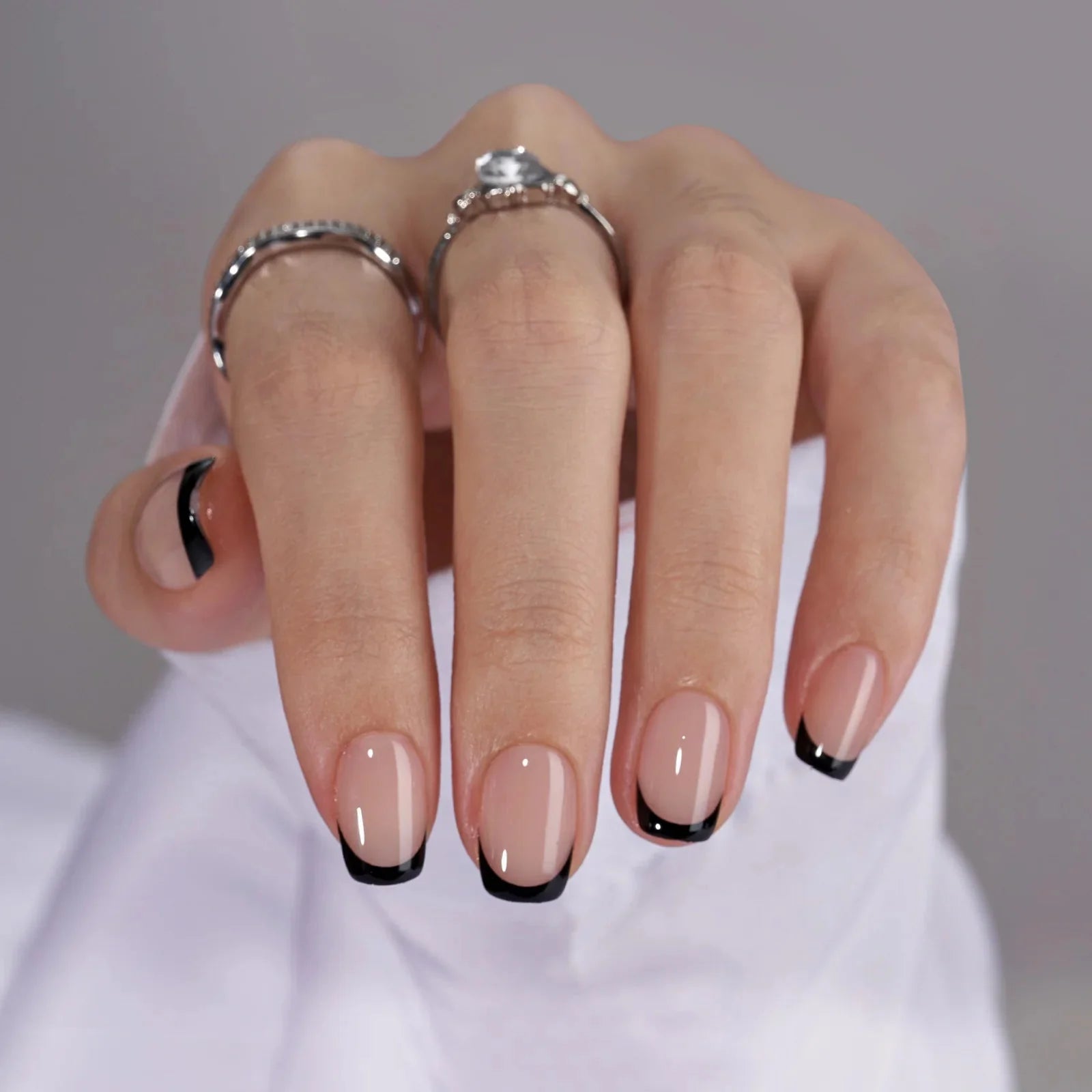 Classic Black French Square Nails – Soft Gel Press - On Kit for a Chic, Timeless Look - GNS Beauty & Personal Care