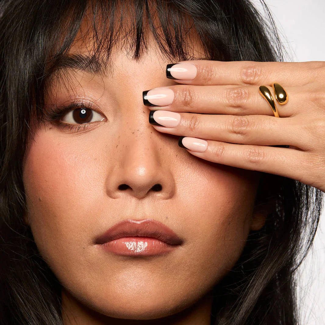 Classic Black French Square Nails – Soft Gel Press - On Kit for a Chic, Timeless Look - GNS Beauty & Personal Care