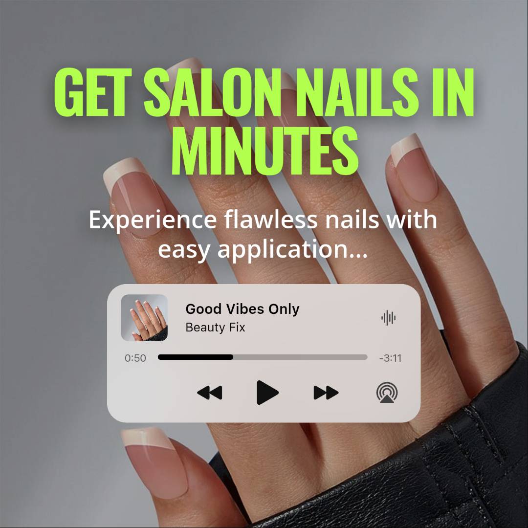 Classic French Square Nails – Long - Lasting, Reusable Press - On Kit - GNS Beauty & Personal Care