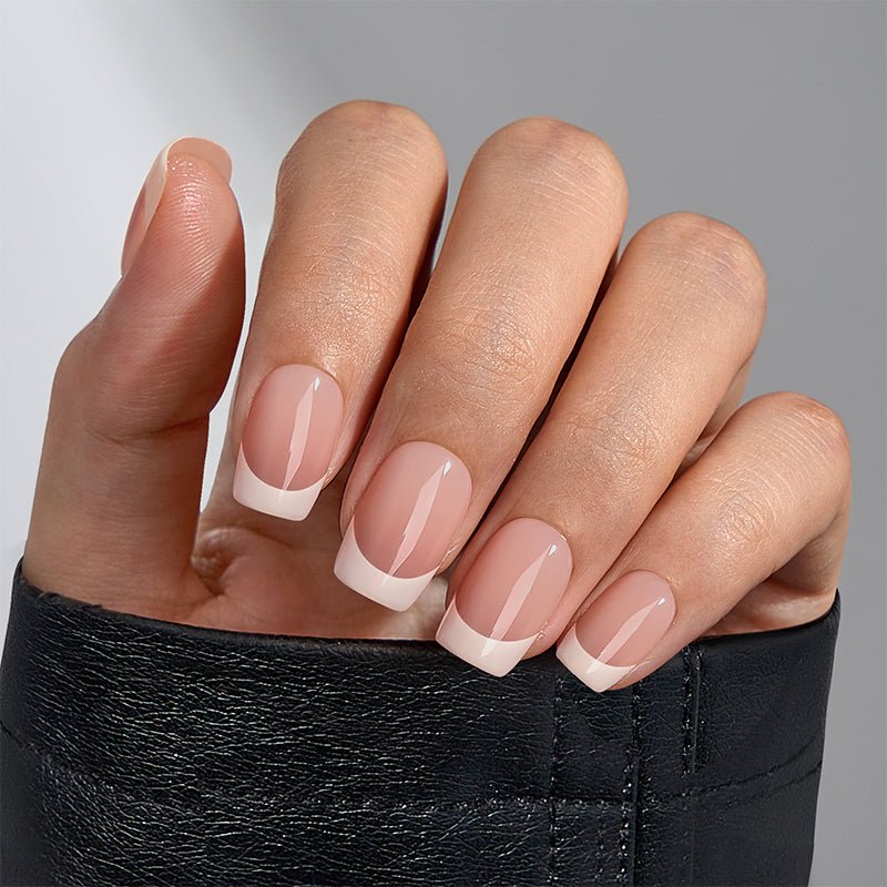 Classic French Square Nails – Long - Lasting, Reusable Press - On Kit - GNS Beauty & Personal Care