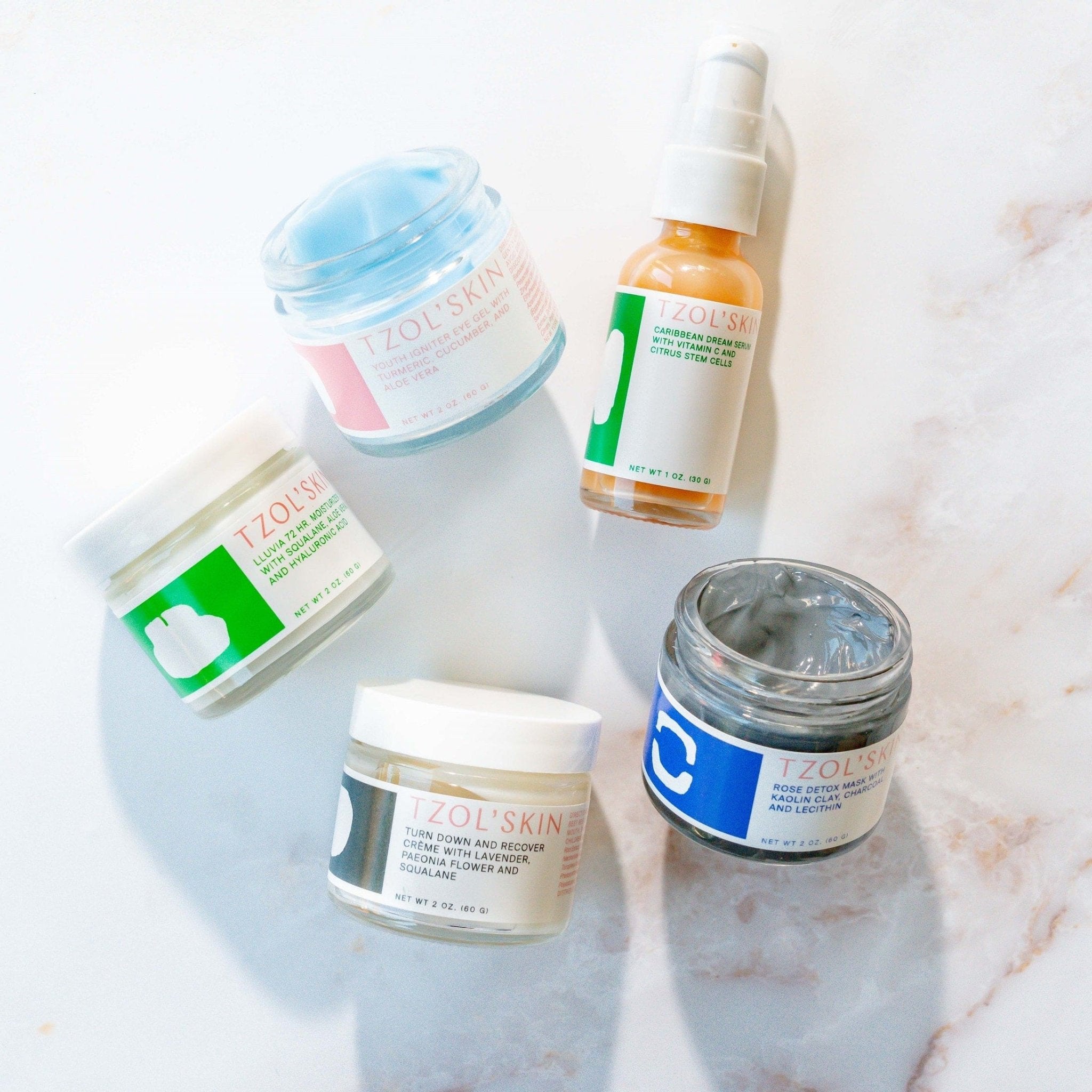 Clean Skincare Set by TZOL' SKIN | 5 - Step Vegan Routine - GNS Beauty & Personal Care