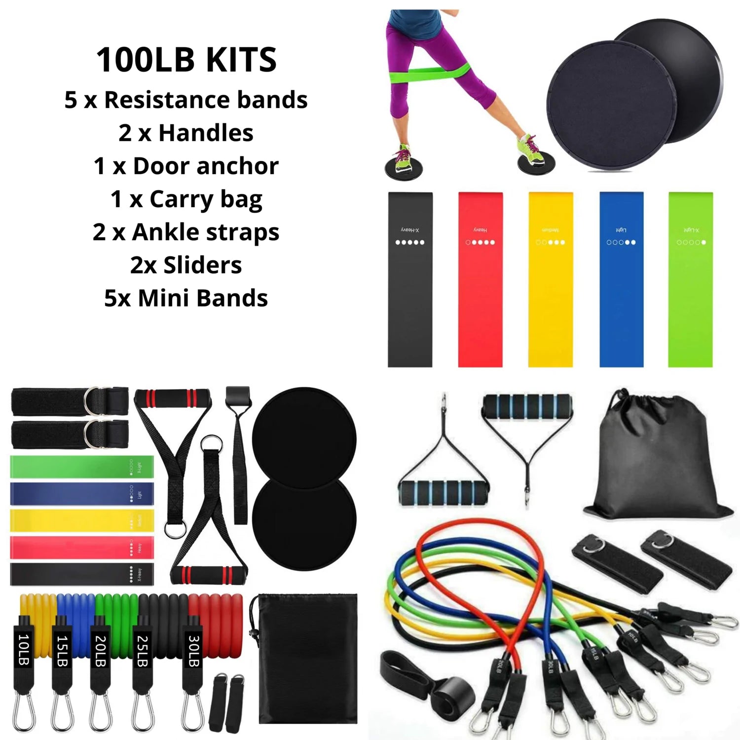 Compact 100LB Fitness Band Set - GNS Beauty & Personal Care
