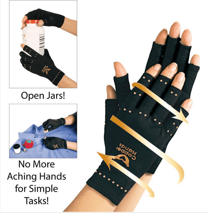 Copper Fiber Sports Half - Finger Recovery Gloves - Chronic Pain Relief - GNS Beauty & Personal Care