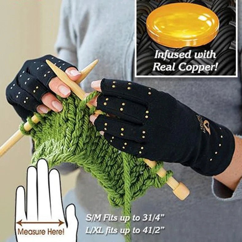Copper Fiber Sports Half - Finger Recovery Gloves - Chronic Pain Relief - GNS Beauty & Personal Care