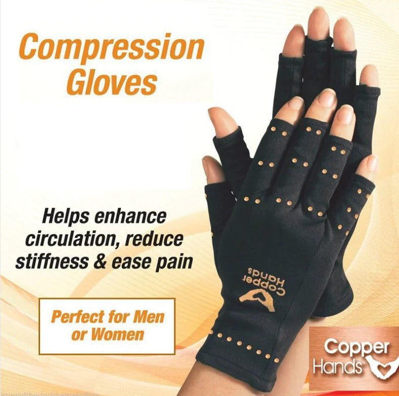 Copper Fiber Sports Half - Finger Recovery Gloves - Chronic Pain Relief - GNS Beauty & Personal Care