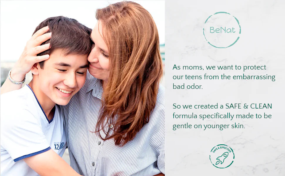 BeNat All-Natural Deodorant for Kids & Teens - Gentle & Aluminum-Free