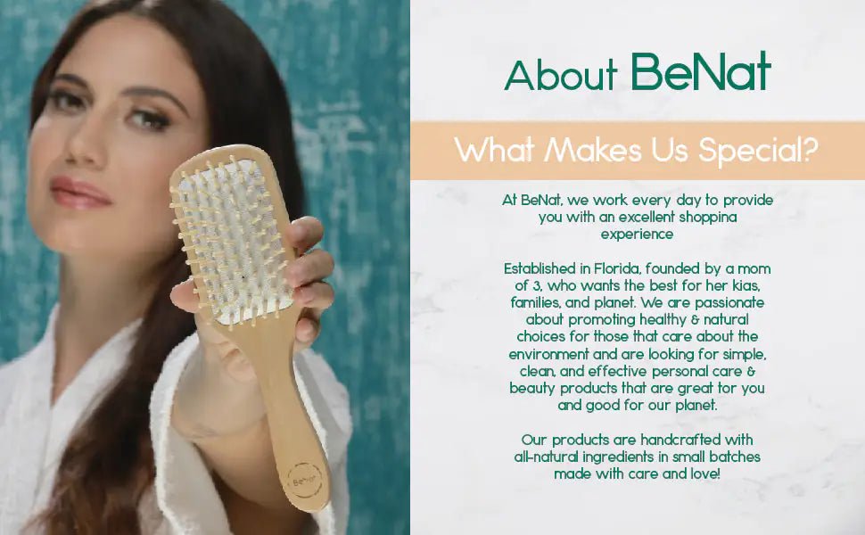 Eco - Friendly Wooden Detangling Hair Brush with Bamboo Bristles - GNS Beauty & Personal Care