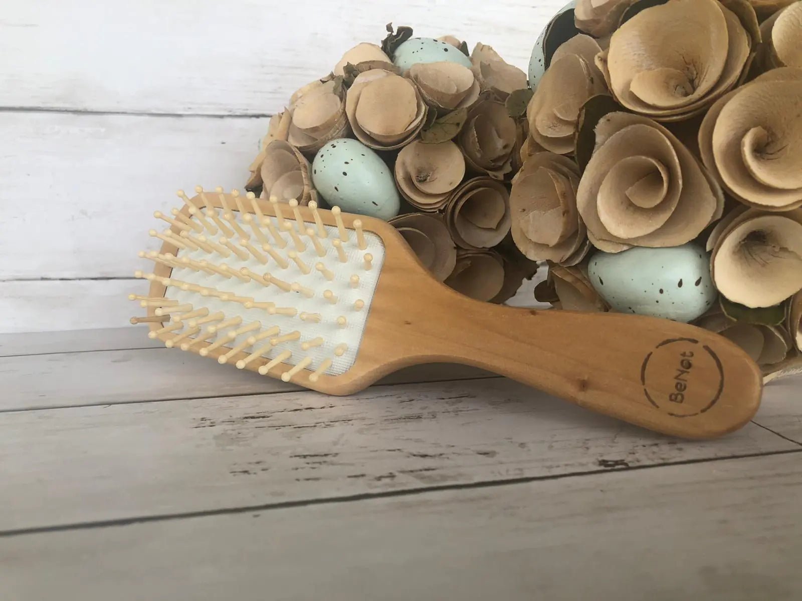 Eco - Friendly Wooden Detangling Hair Brush with Bamboo Bristles - GNS Beauty & Personal Care