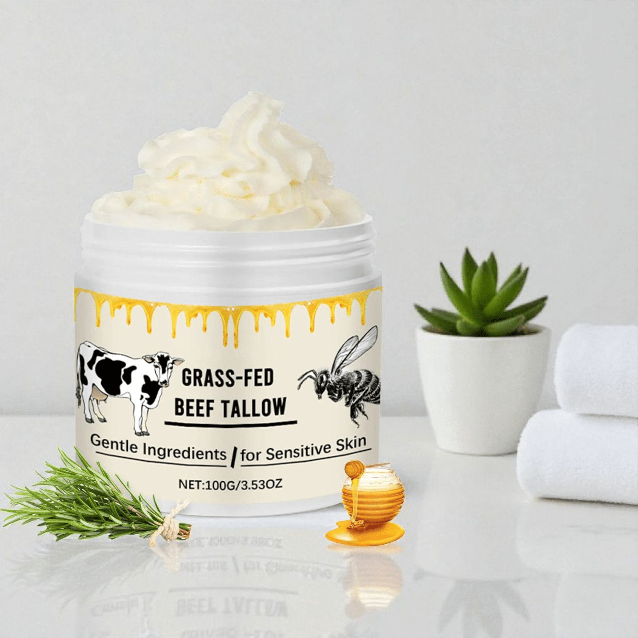 EELHOE Whipped Beef Tallow Moisturizer - Organic Honey Cream for Face & Body - GNS Beauty & Personal Care