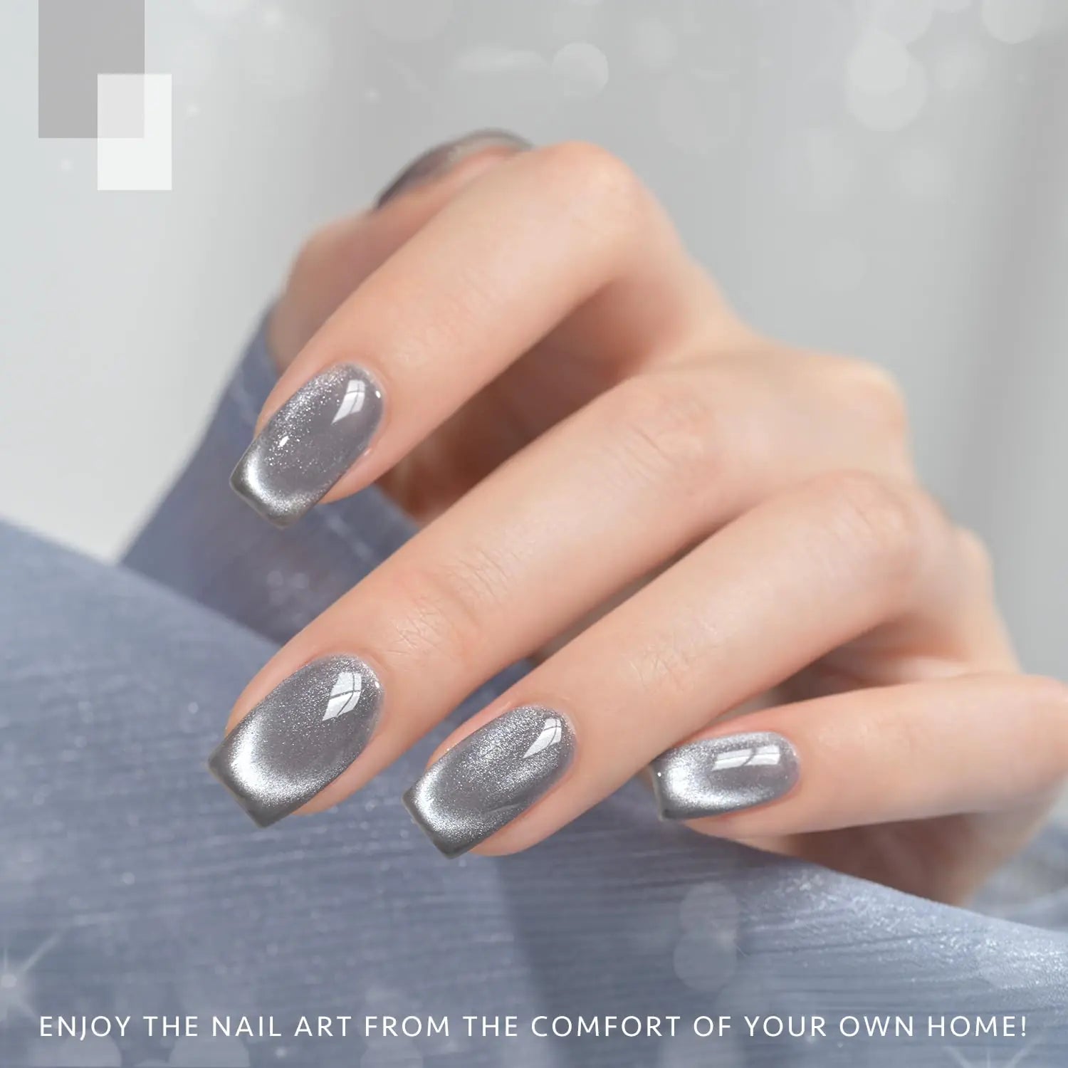 GAOY Gray Glassy UV Gel Polish, 16ml Reflective Cat Eye Nail Polish - GNS Beauty & Personal Care
